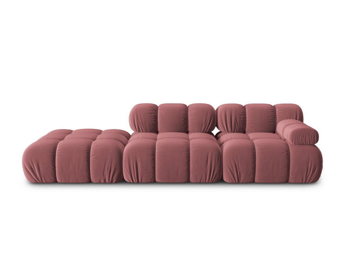 MODULARES-SOFA links Bellis aus Samt rosa 4 Sitzplätze - Pink, Textil (94/63/282cm) - Micadoni