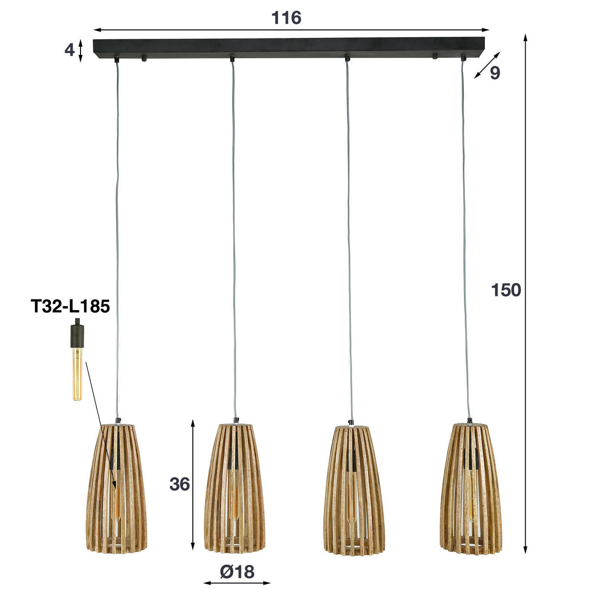 HÄNGELEUCHTE Launch Braun 135/20/150 cm - Braun, Metall (135/20/150cm) - Hoyz Collection
