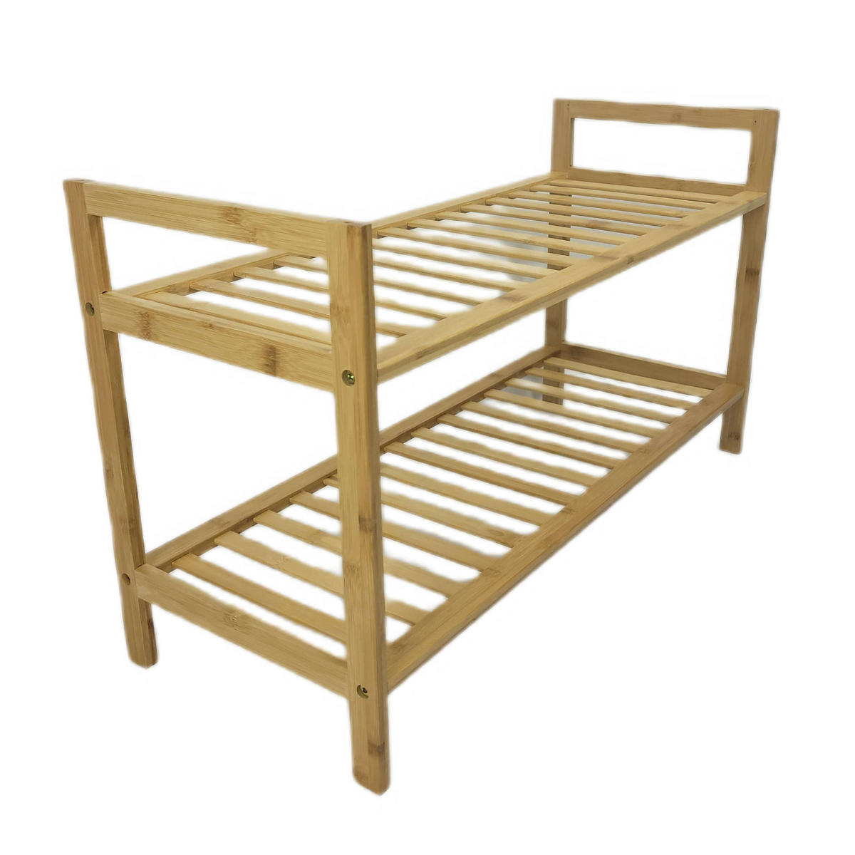 SCHUHREGAL Bambus Naturfarben 2-stufig 69/27/40 cm - Naturfarben, Holz (69/40/27cm) - Begryf