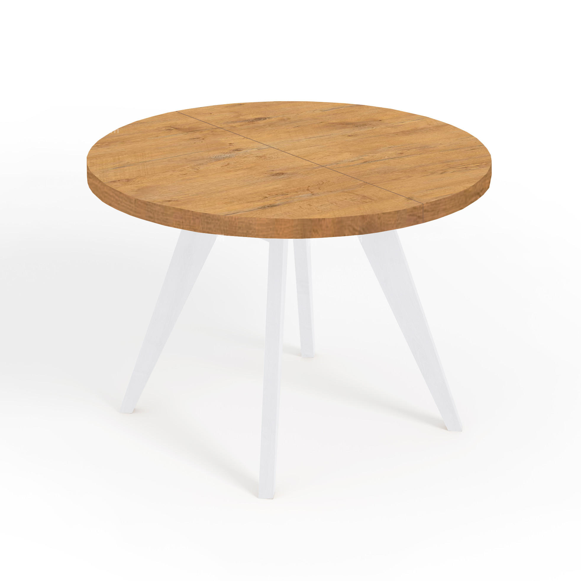 ESSTISCH LORA, Durchmesser: 110 / 210 cm Eiche Lancelot / Weiß - Eichefarben/Weiß, Holz (110/210/76cm) - Dekori_Interiors