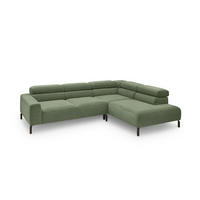 ECKSOFA MIT MOTORISCHEM SITZVORZUG DELIA Grün Cord - Schwarz/Grün, Textil/Metall (276/219cm) - KAWOLA