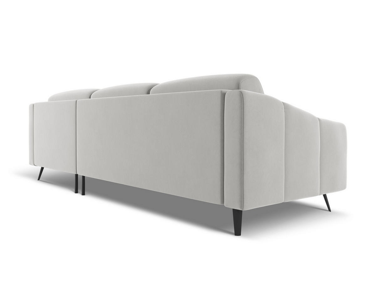 ECKSOFA Rechts Samt Stoff Grau - Silberfarben/Schwarz, Textil/Metall (264/160cm) - Makamii