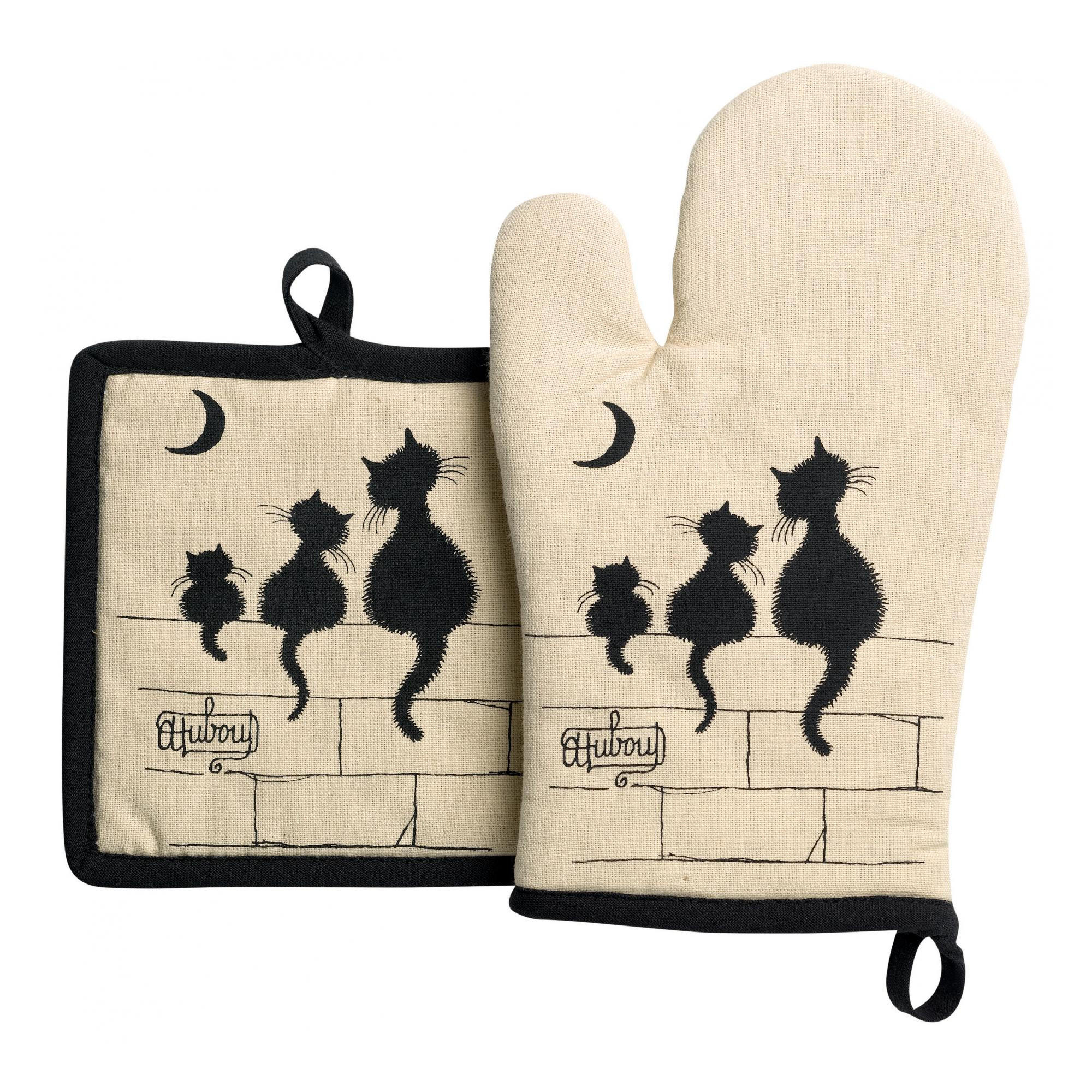 OFENHANDSCHUH UND TOPFLAPPEN Dubout 3 chats beige 18 x 28 cm - Beige, Textil (18/28cm) - Winkler