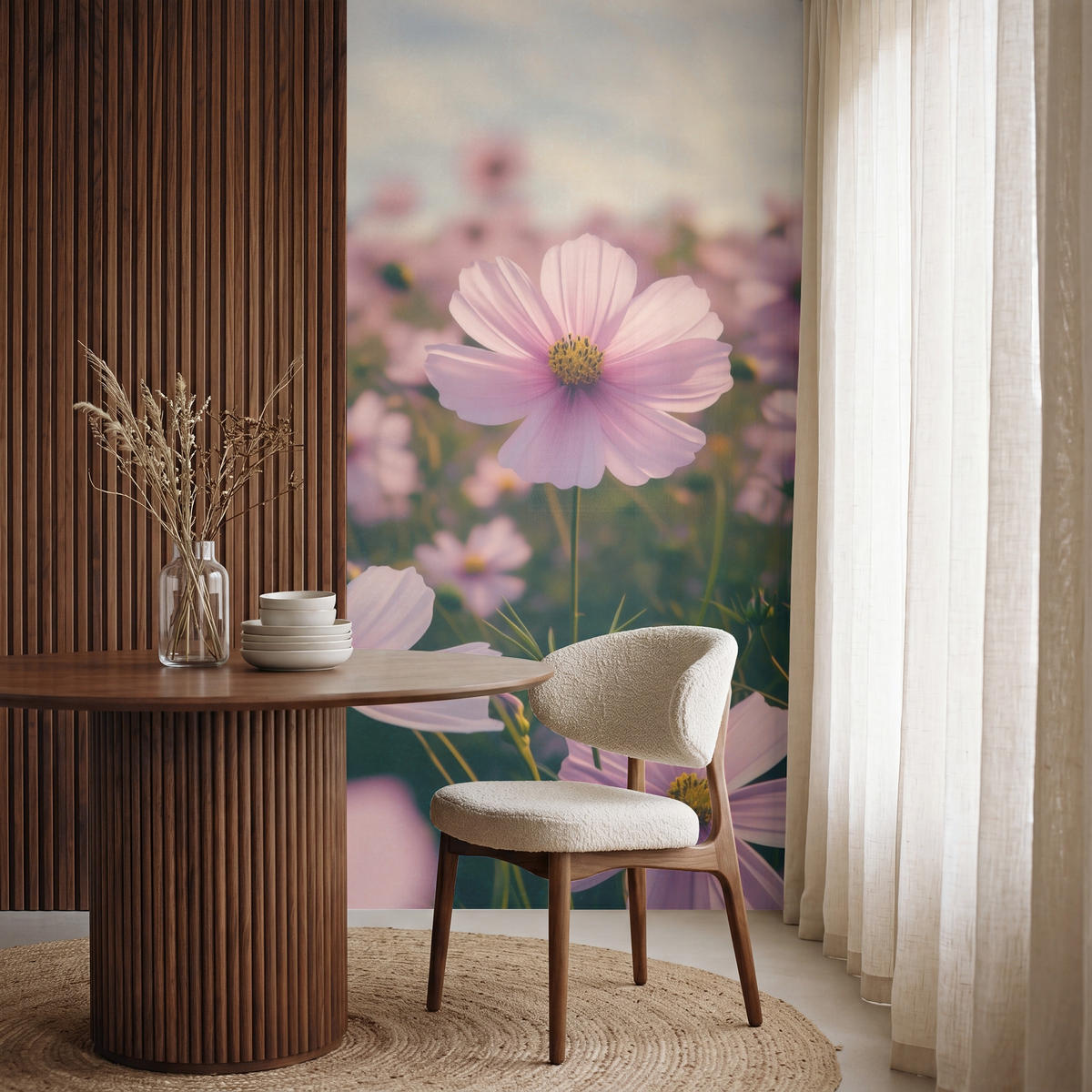 TAPETE - Blumen - Lila - Unscharf - 100x220 cm - Rosa, Papier (100/220cm) - OnlyWow