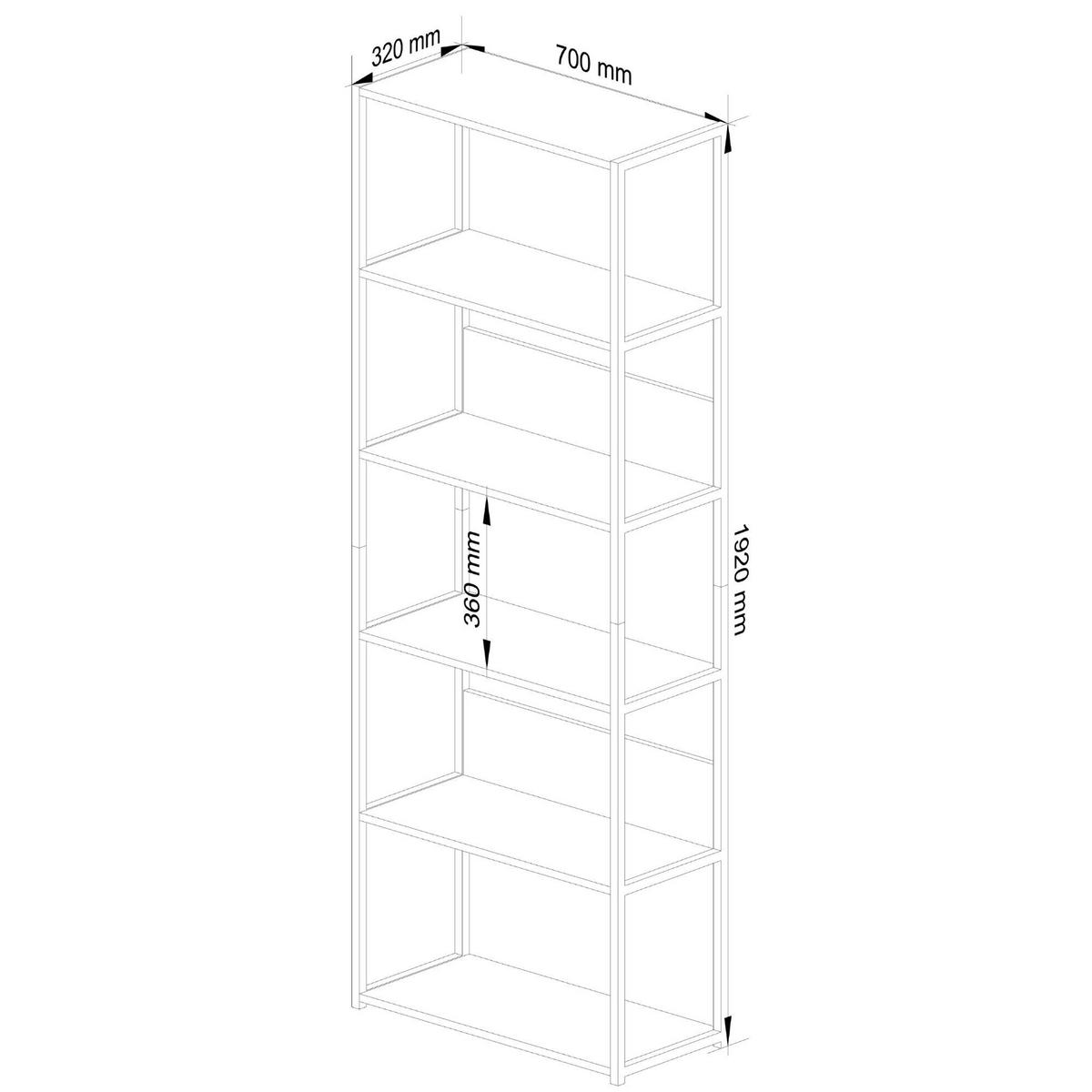 LOFT-REGAL Weiß, Eiche Artisan 70x192x32 cm - Weiß/Eiche Artisan, Holzwerkstoff/Metall (70/192/32cm) - Akord