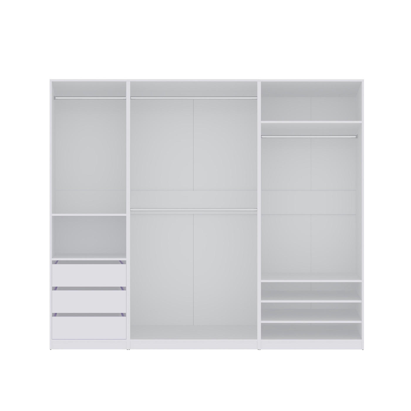 OFFENER-KLEIDERSCHRANK TRES L/B Weiß 240/206/51 cm - Weiß, Holzwerkstoff (240/206/51cm) - Marmex Möbel