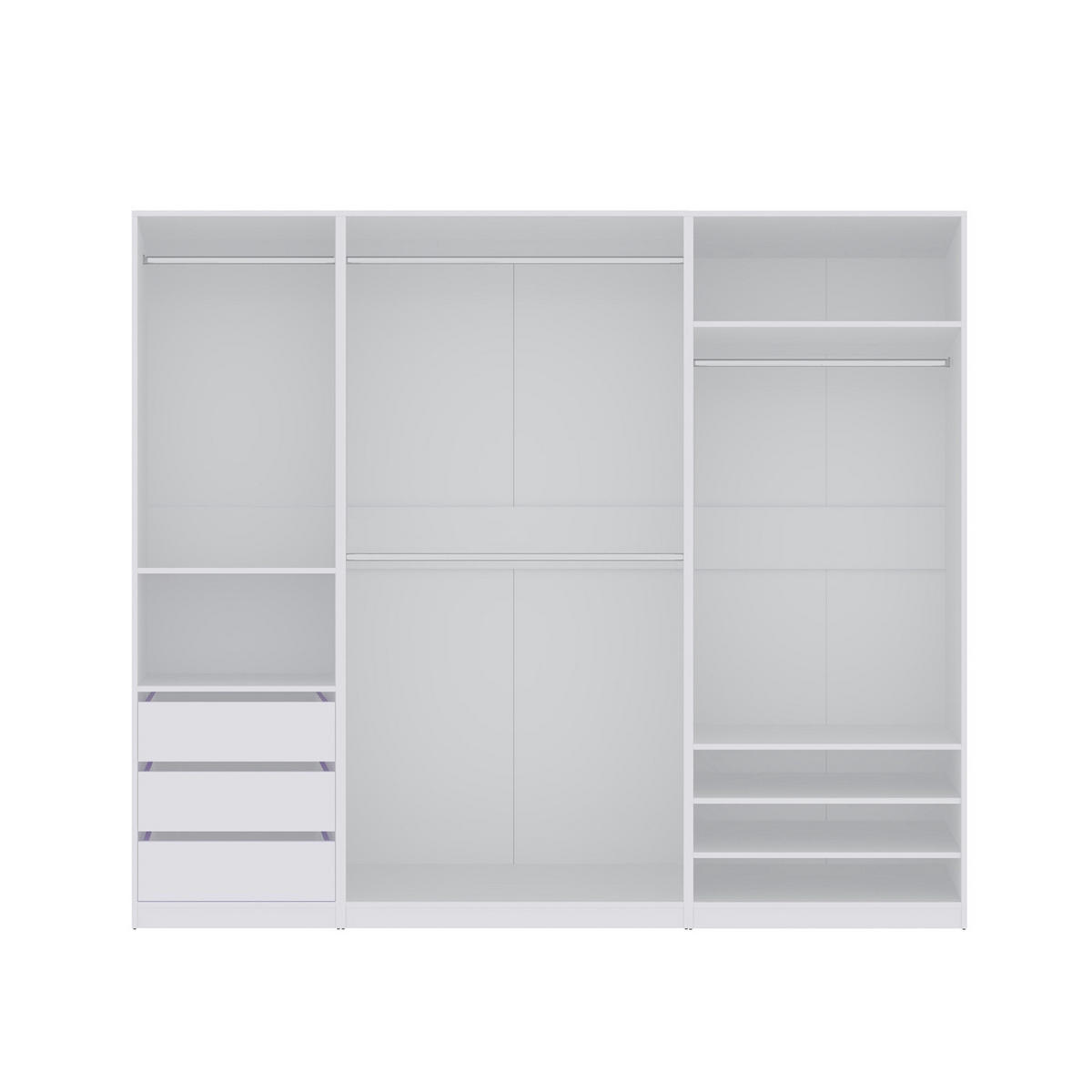 OFFENER-KLEIDERSCHRANK TRES L/B Weiß 240/206/51 cm - Weiß, Holzwerkstoff (240/206/51cm) - Marmex Möbel