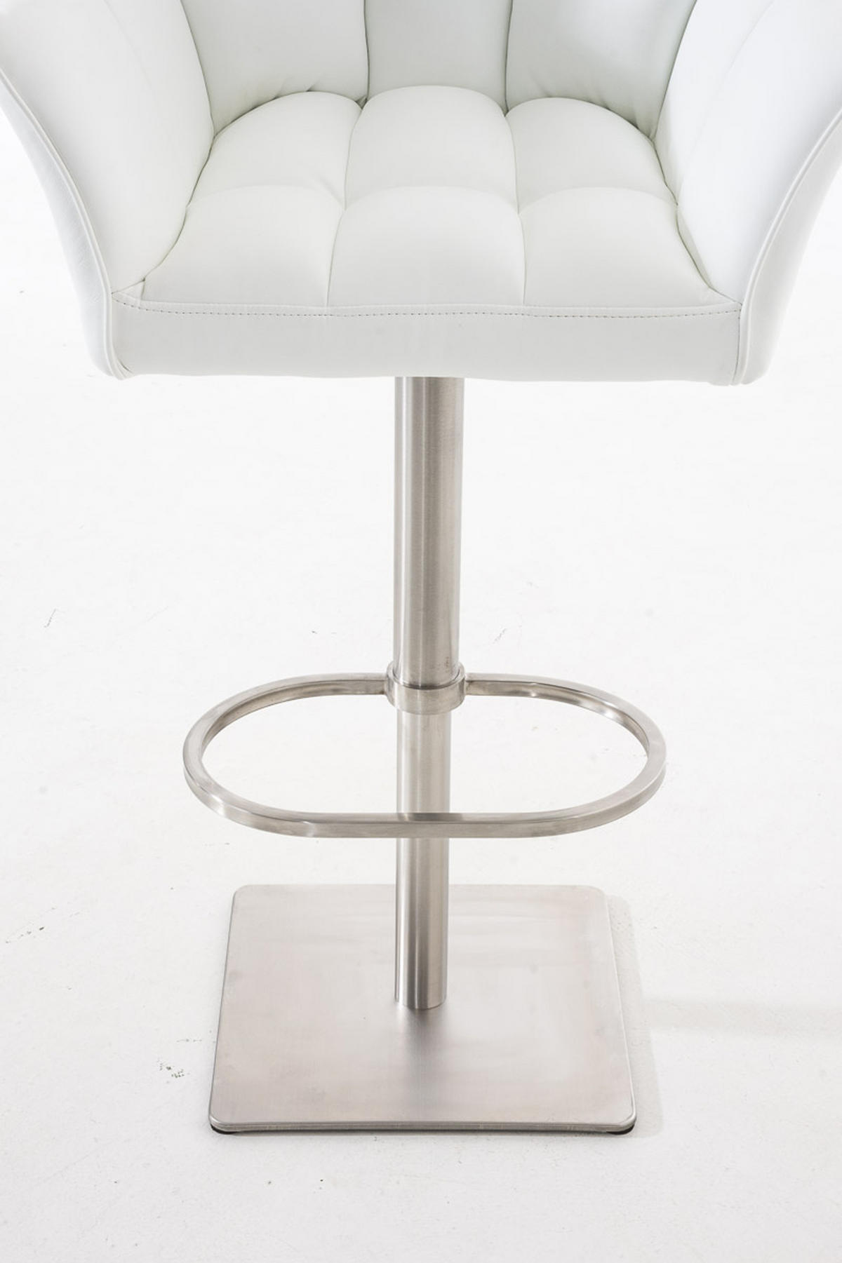 BARHOCKER 2er Set Damaskus Kunstleder edelstahl weiß - Edelstahlfarben/Weiß, Kunststoff/Metall (64/110/48cm) - TPFLiving