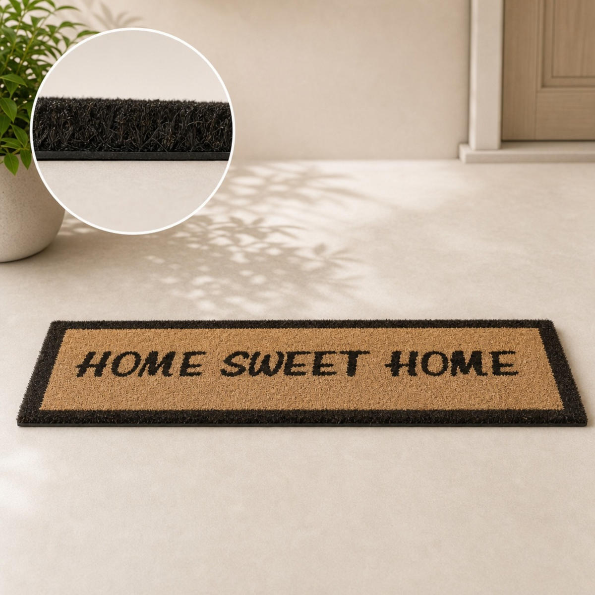 ROHOŽKA Přírodní kokos nápis Home Sweet Home 75x25 cm - světle hnědá, textil/plast (75/25cm) - Relaxdays
