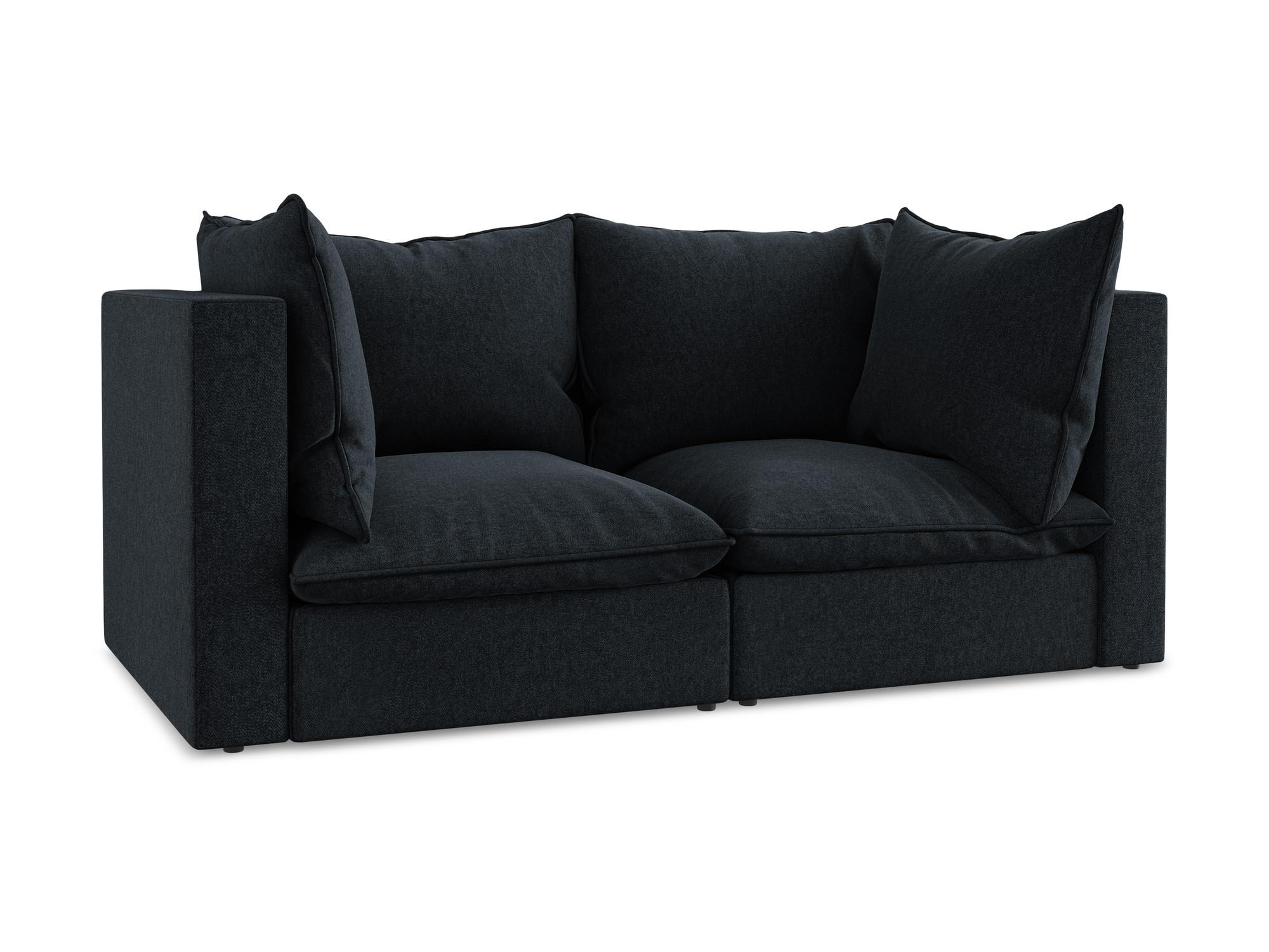 2-SITZER SOFA Samt Stoff Blau - Blau/Schwarz, Holzwerkstoff/Kunststoff (180/77/90cm) - Makamii