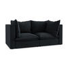 2-SITZER SOFA Samt Stoff Blau - Blau/Schwarz, Holzwerkstoff/Kunststoff (180/77/90cm) - Makamii