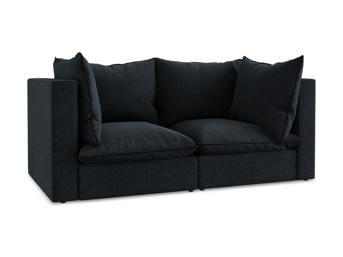 2-SITZER SOFA Samt Stoff Blau - Blau/Schwarz, Holzwerkstoff/Kunststoff (180/77/90cm) - Makamii
