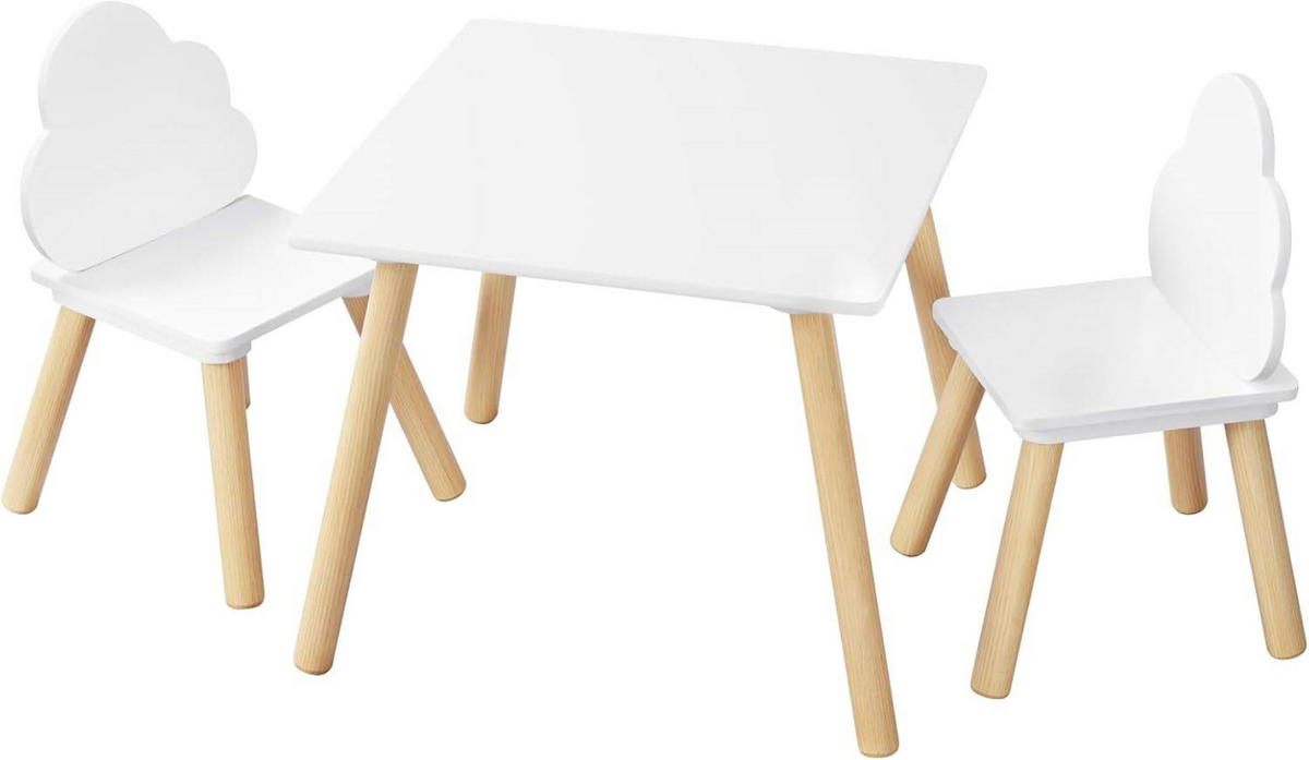 KINDERSITZGRUPPE quadratischer Tisch, Weiß - Naturfarben/Weiß, Holz/Holzwerkstoff (50/44/50cm) - Woltu
