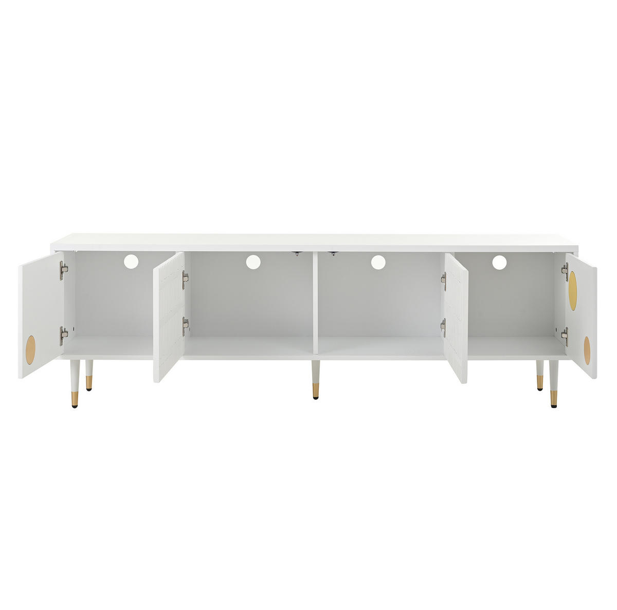 TV-SCHRANK aus MDF 170x36x54 cm Weiß mit Kabelmanagement, verstellbaren Füßen und Kippschutz - Weiß, Holzwerkstoff (170/54/36cm) - Modfu