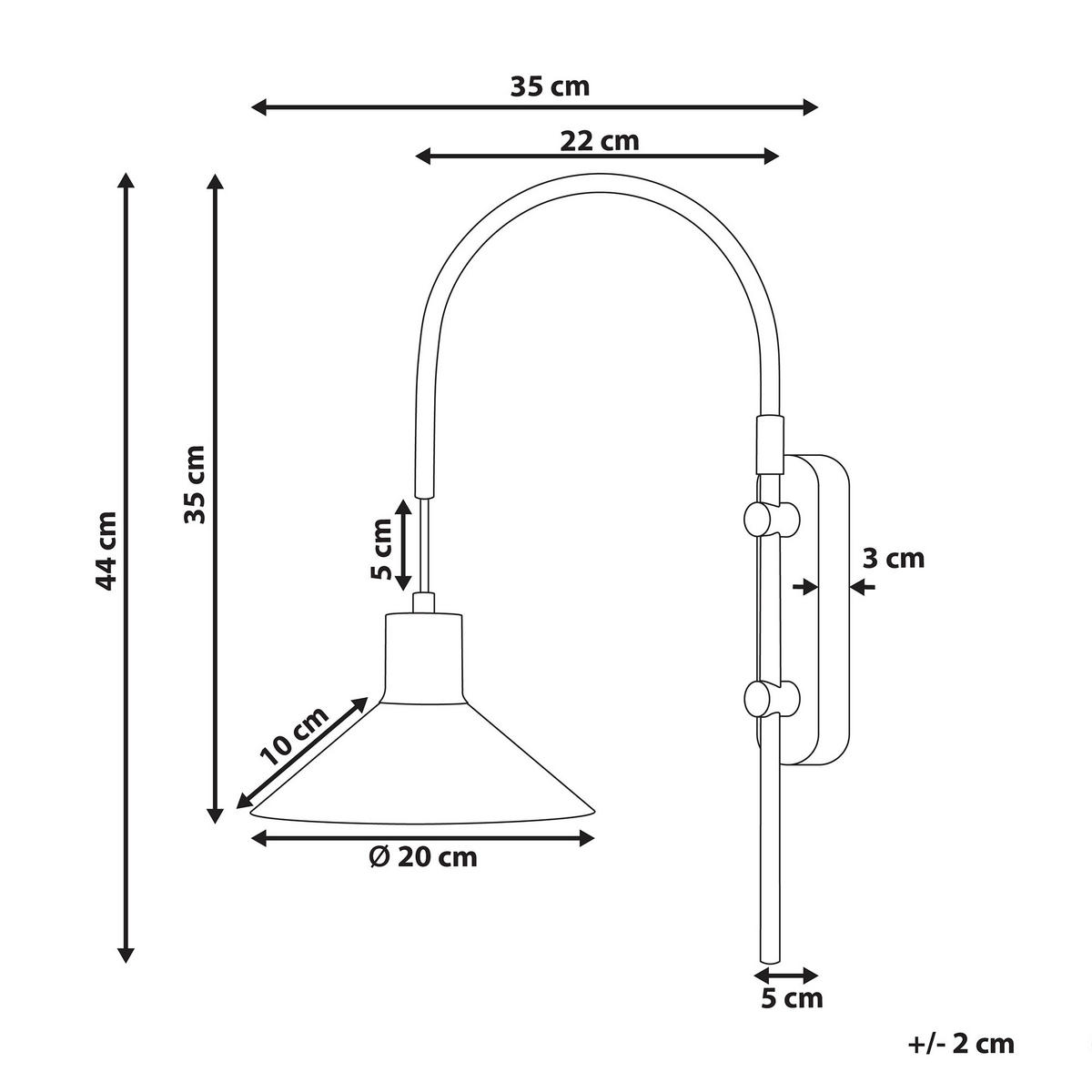 WANDLAMPE Schwarz/Silber Sissa - Silberfarben/Schwarz, Metall (20/44/35cm) - Beliani