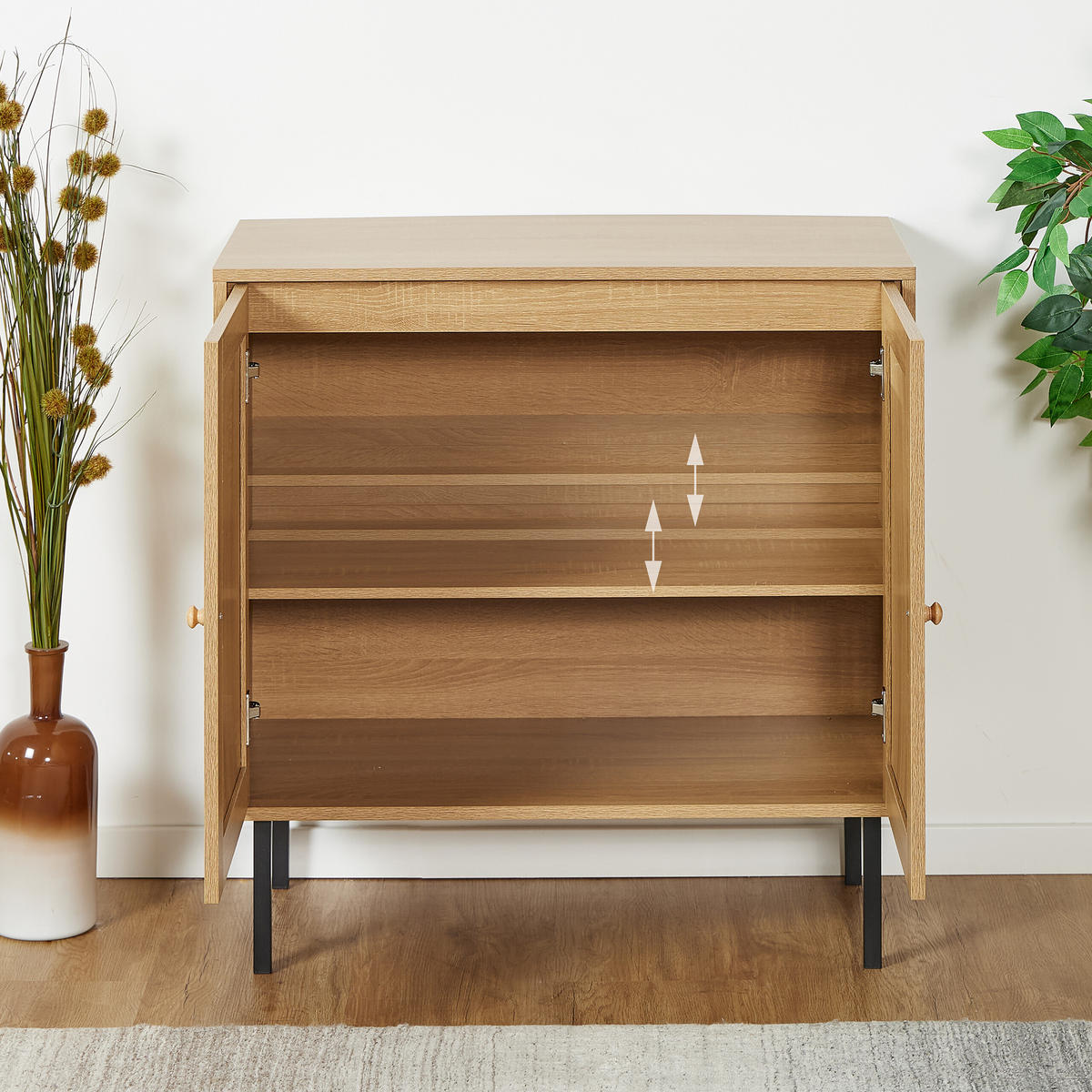 KOMMODE - Hellbraun, Holzwerkstoff/Kunststoff (80/80/40cm) - Relaxdays