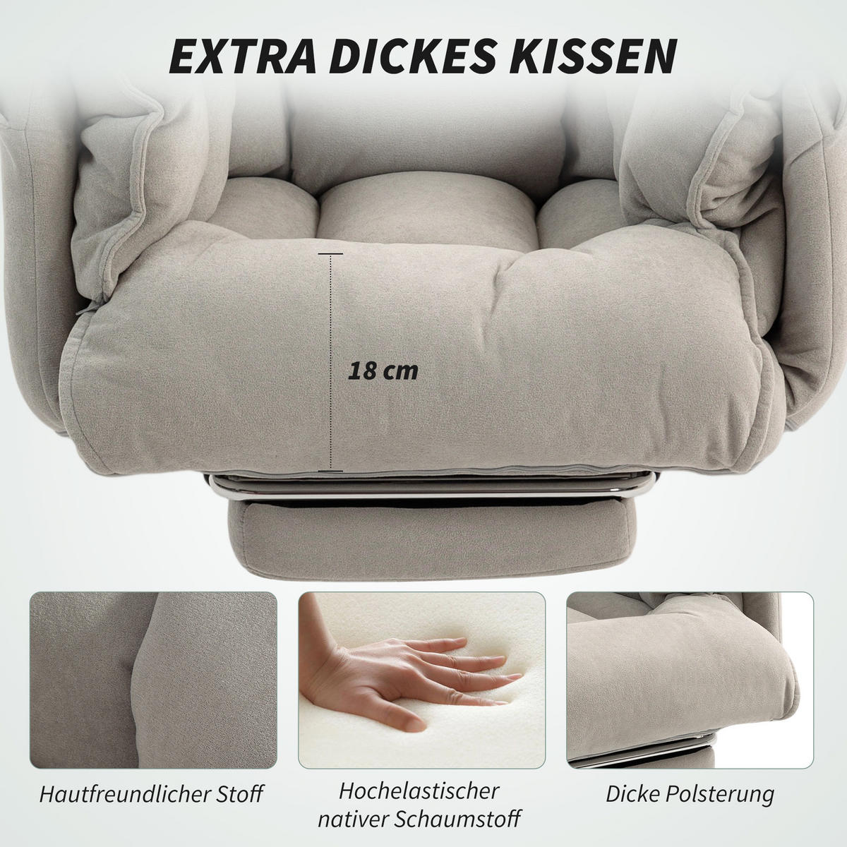 BÜROSTUHL Polyester Stahl Hellgrau - Chromfarben/Hellgrau, Textil/Metall (75/118/77cm) - HOMCOM