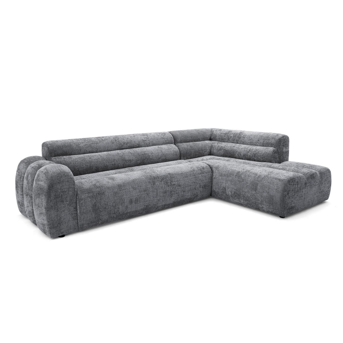 4-SITZER modulares Ecksofa VEER L Rechts, 283 x 190 cm, Chenille Webstoff Dunkelgrau - Dunkelgrau/Schwarz, Holz/Kunststoff (190/283cm) - Muffo