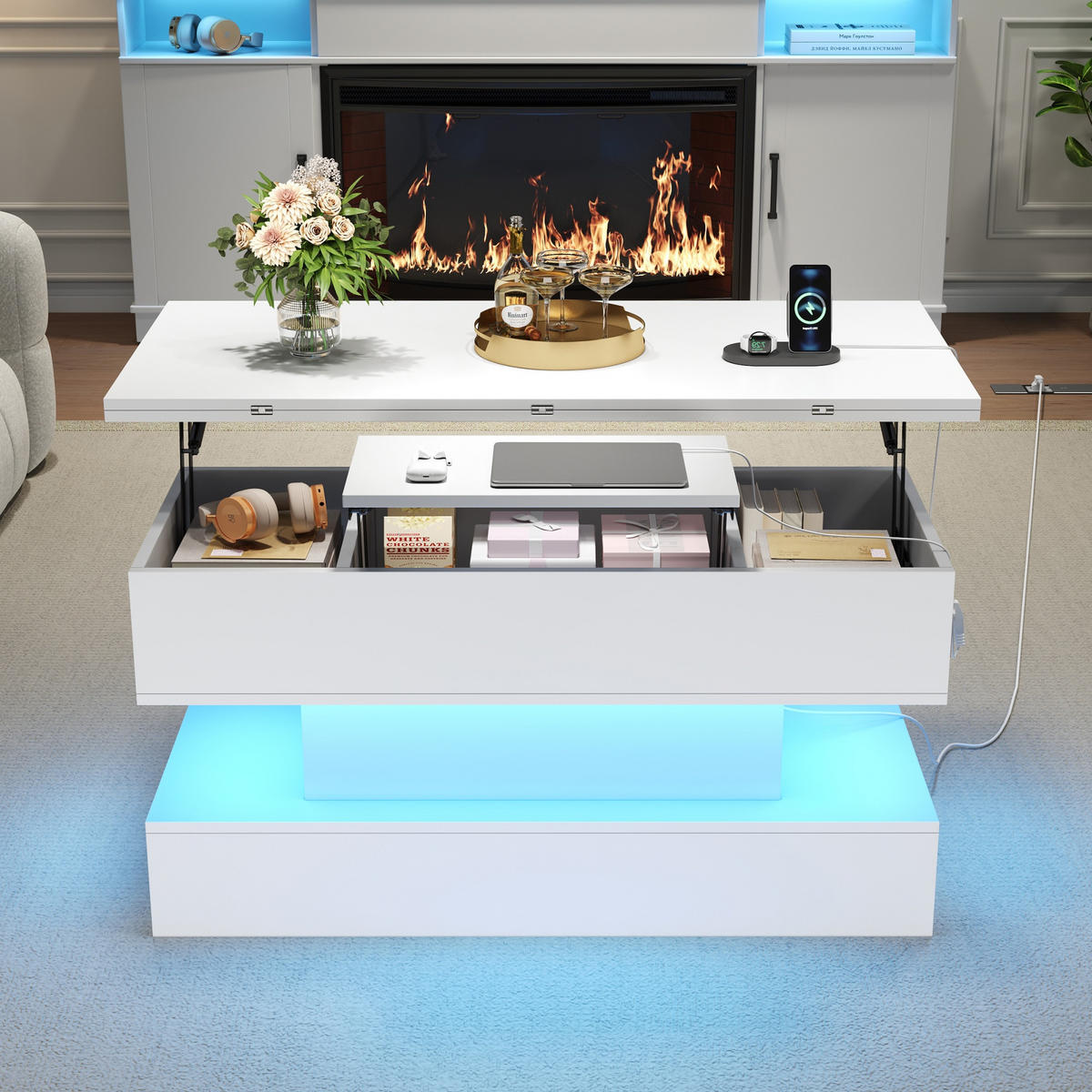 COUCHTISCH Weiß - Weiß, Holzwerkstoff (100/50/51.5cm)