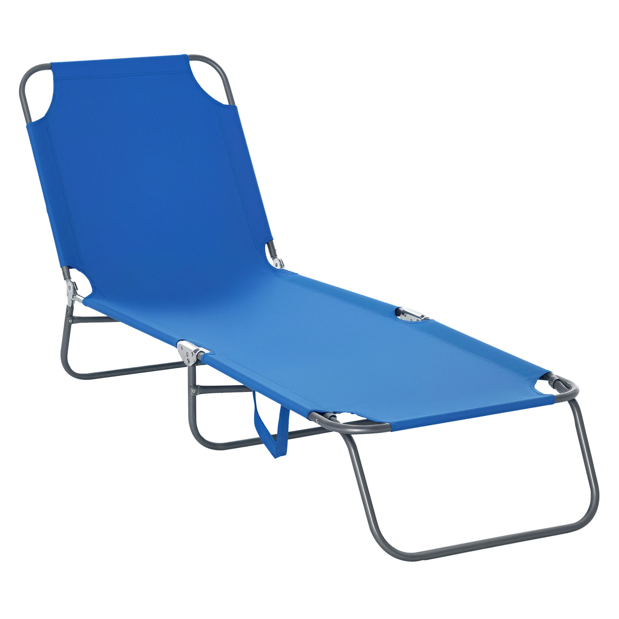 SONNENLIEGE, klappbar, verstellbare Rückenlehne, rostfreier Metallrahmen, 187 x 55 x 24, Blau - Blau, Metall (187/24/55cm)