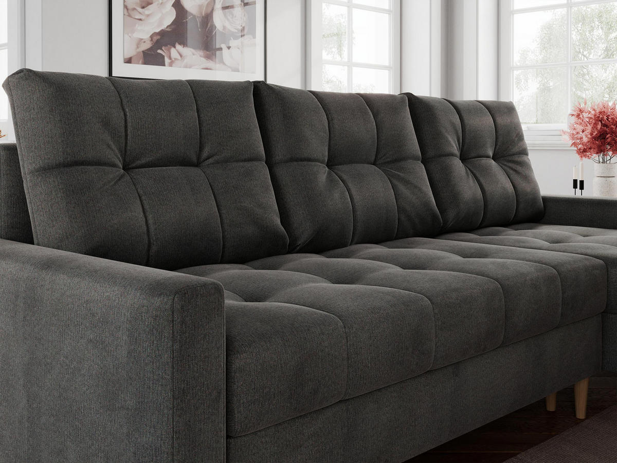 ECKSOFA Colin Velvet Dunkelgrau - Dunkelgrau/Braun, Holz/Textil (220/140cm) - MKS