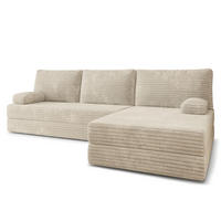 ECKSOFA ANKO modulares Boneless Sofa mit Schlaffunktion Creme Kordstoff - Creme, Textil (270/160cm) - MASSENO