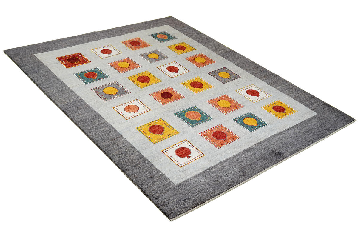TEPPICH Rizbaf Grau 232/178 cm Schurwolle - Grau, Textil (178/232cm) - Looma