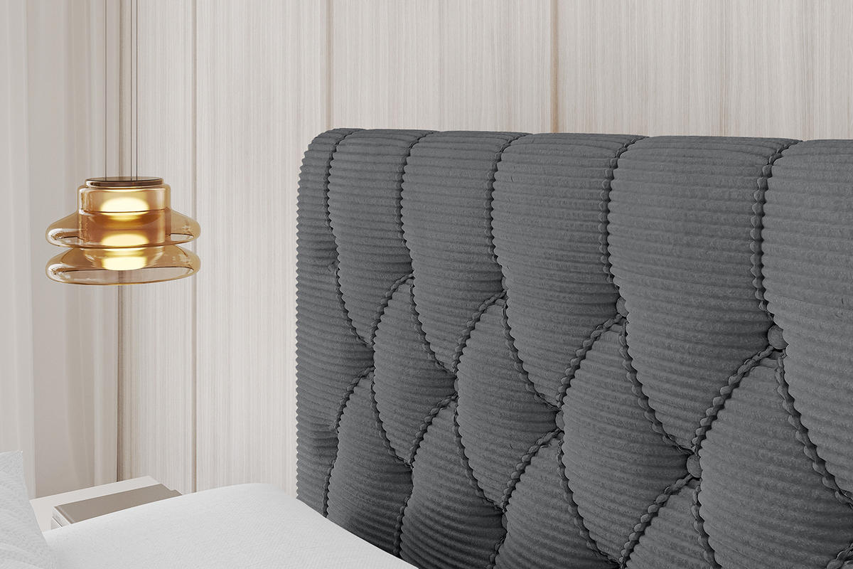 POLSTERBETT mit Bettkasten und Lattenrost, Boxbett ohne Matratze - RENO 140x200 Dunkelgrau - Anthrazit, Holzwerkstoff/Textil (140/200cm) - ALTDECOR
