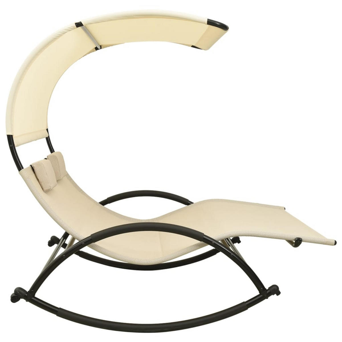 DOPPEL-SONNENLIEGE mit Sonnendach Textilene Creme - Creme, Textil (139/170/180cm) - furnicato