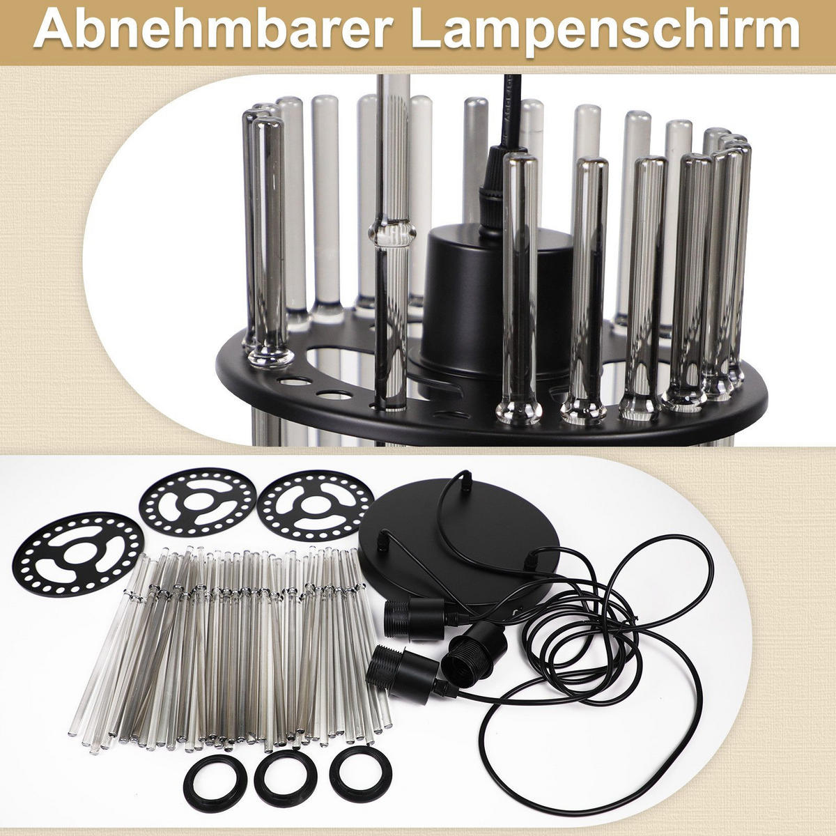 PENDELLEUCHTE BEATRIX Ⅲ 25/25/150 cm - Schwarz, Metall (25/25/150cm) - Nettlife