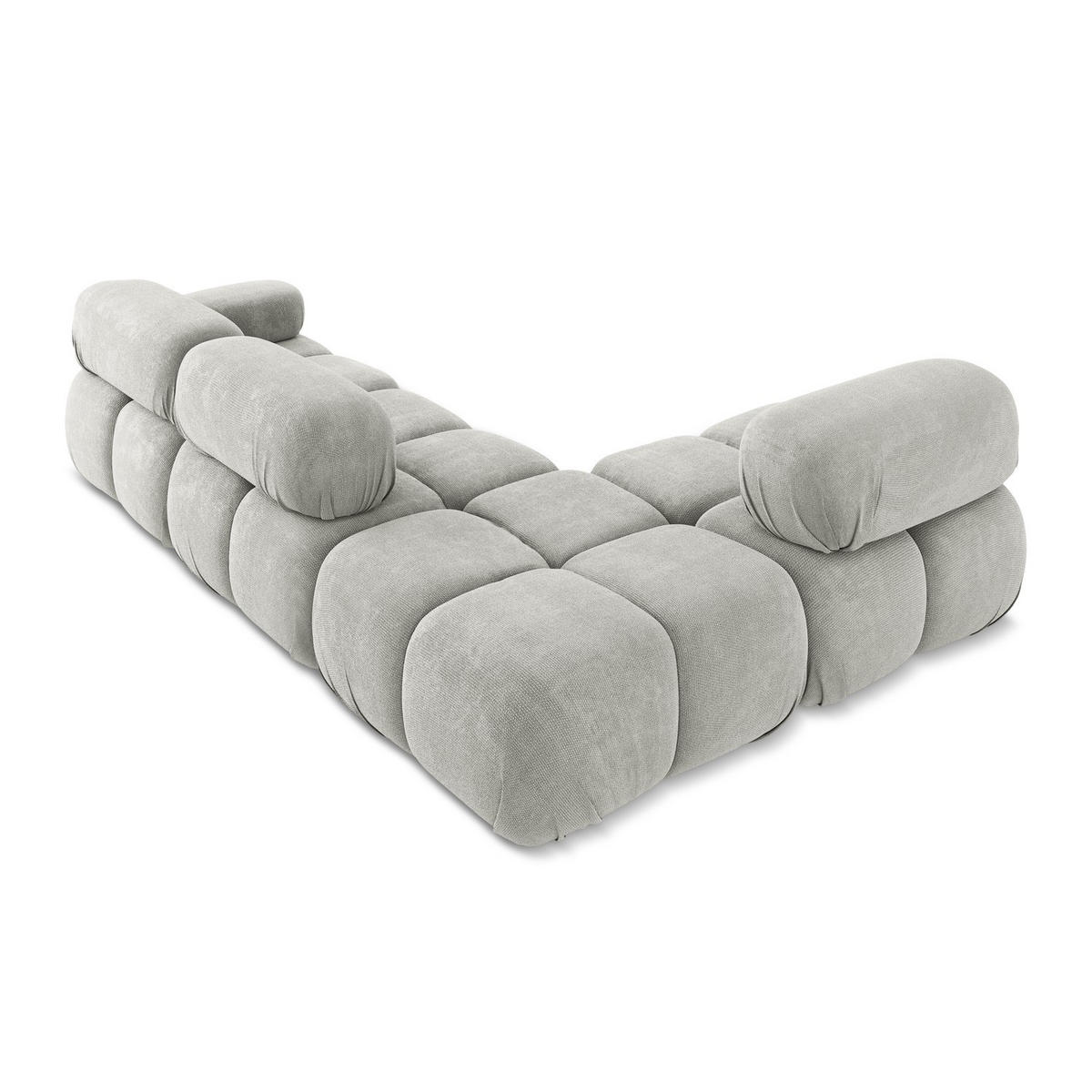 ECKSOFA Links Chenille Stoff Grau - Hellgrau/Schwarz, Kunststoff/Textil (190/285cm) - Makamii