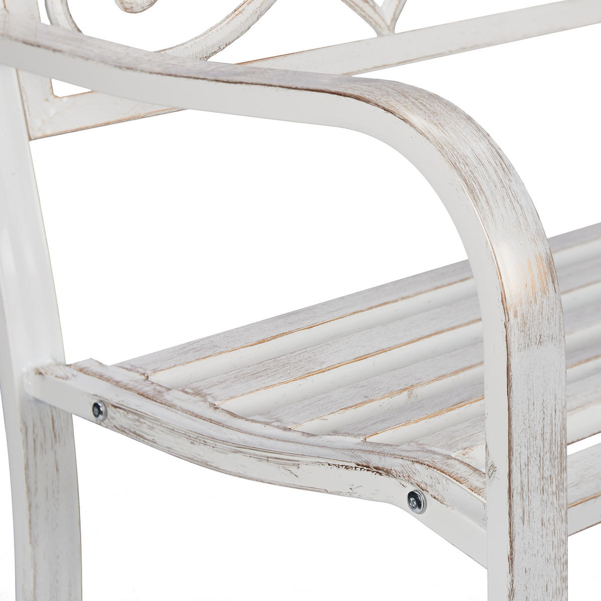 GARTENBANK - Weiß, Metall (127/86/57cm) - Relaxdays