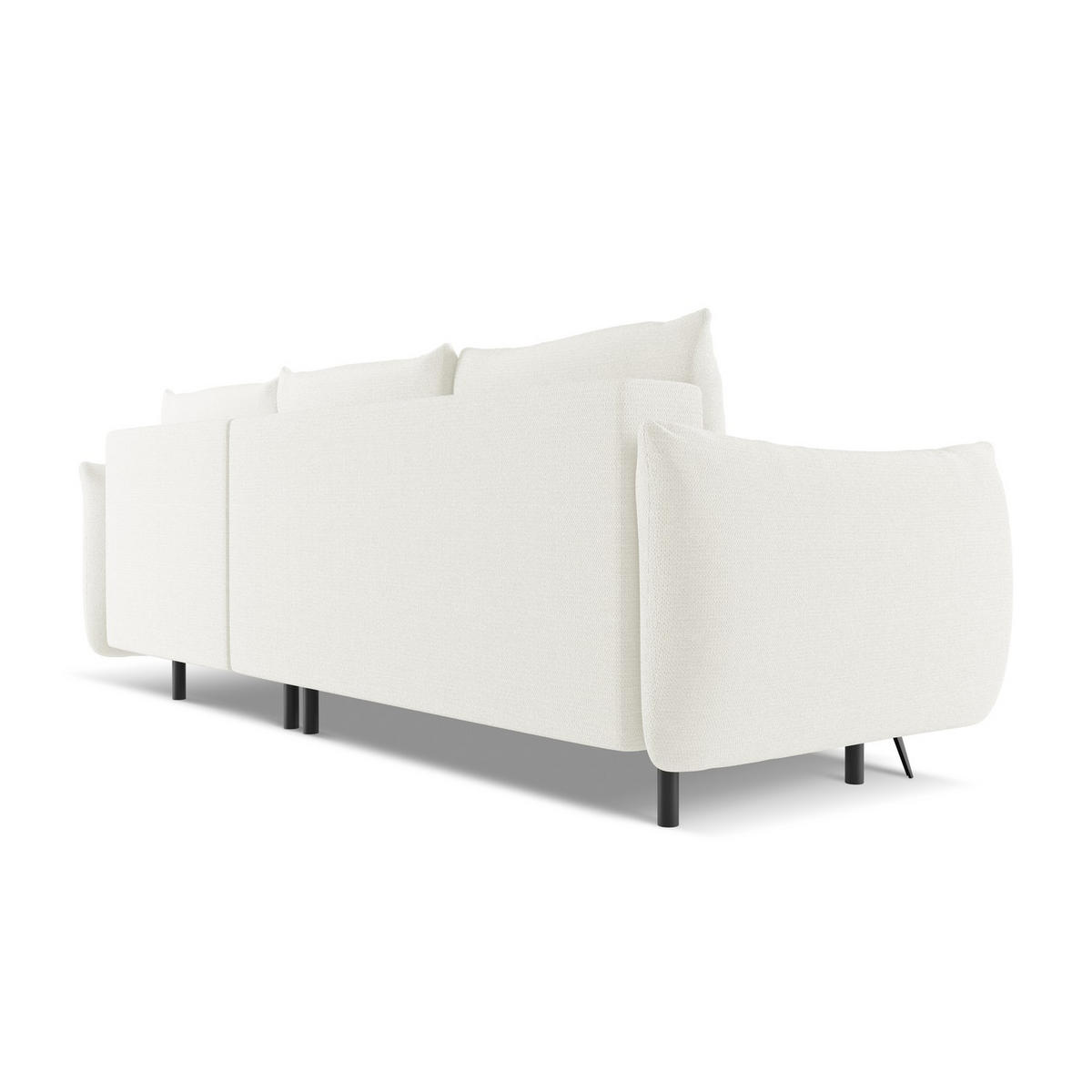 ECKSOFA mit Schlaffunktion Chenille Stoff Weiß - Schwarz/Weiß, Textil/Metall (242/162cm) - LaMiaSofa