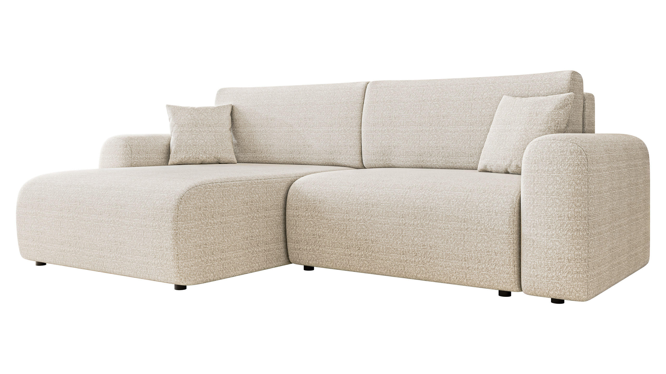 ECKSOFA Floryn L - Schwarz/Naturfarben, Holz/Kunststoff (245/145cm) - MIRJAN24
