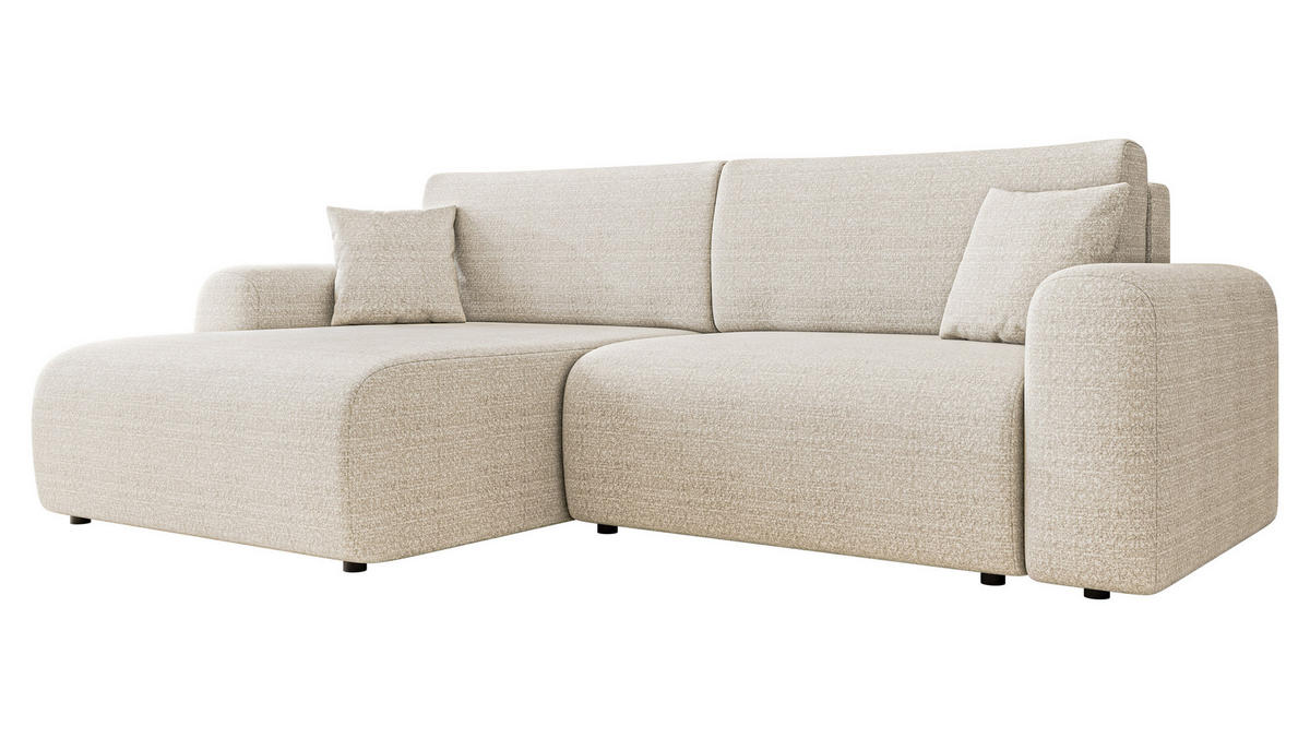 ECKSOFA Floryn L - Schwarz/Naturfarben, Holz/Kunststoff (245/145cm) - MIRJAN24