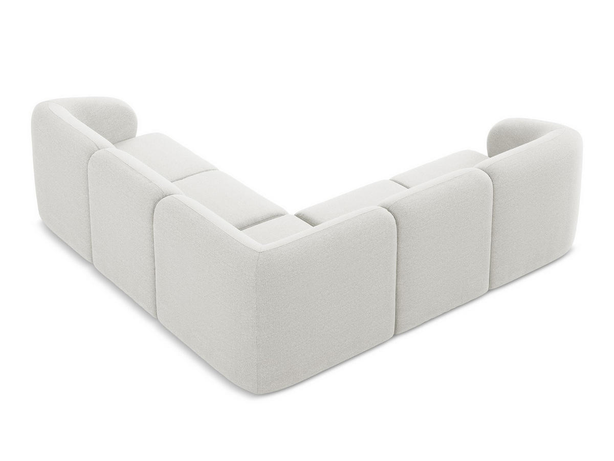 ECKSOFA Bouclé Stoff Weiß - Schwarz/Weiß, Holzwerkstoff/Kunststoff (251/251cm) - Makamii
