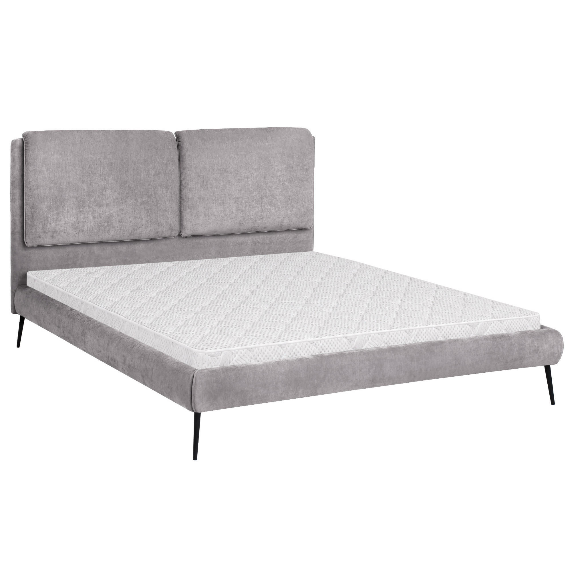 ČALOUNĚNÁ POSTEL Nuit, dvoulůžko 160x200 cm s pěnovou matrací 10 cm, žinylková látka, šedá - šedá, textil (160/200cm) - Beautysofa
