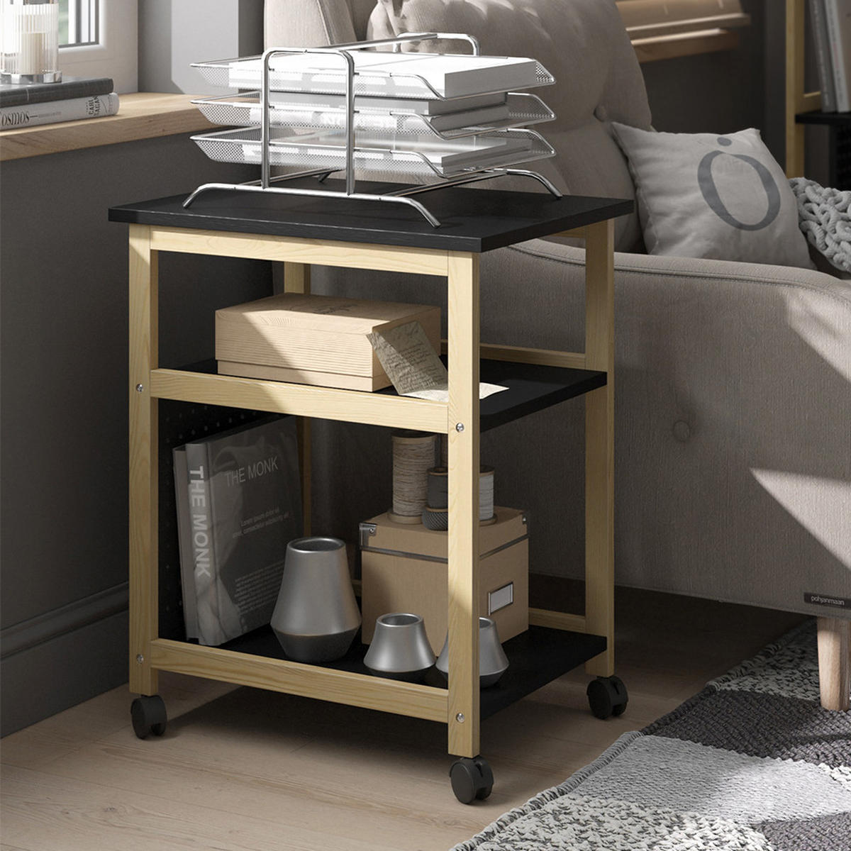 VOZÍK Elvia Černá - černá, kompozitní dřevo (51/36/61cm) - Vicco