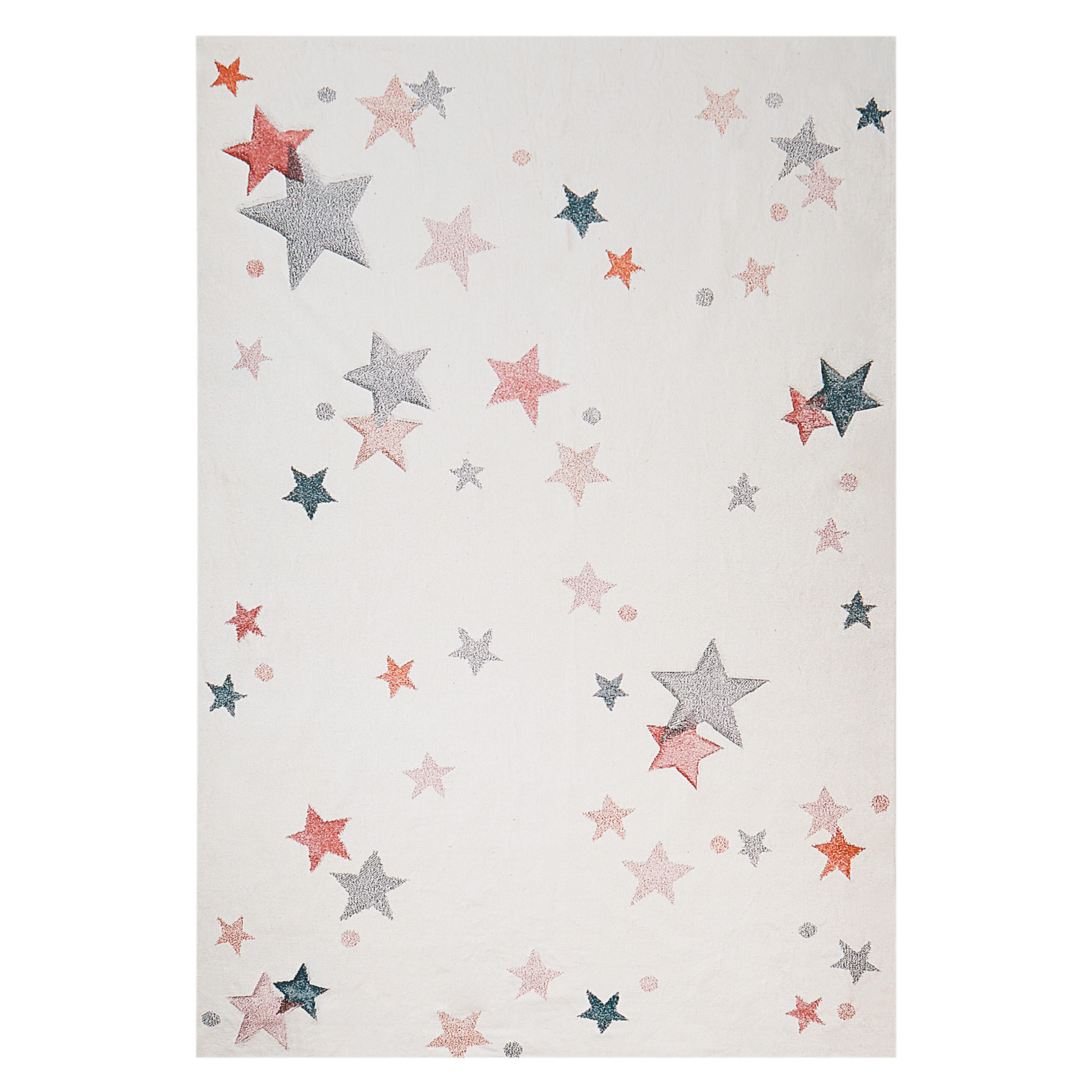 KURZFLOR-TEPPICH Weiß 140/200 cm Alpoud - Multicolor/Weiß, Textil (140/200cm) - Beliani