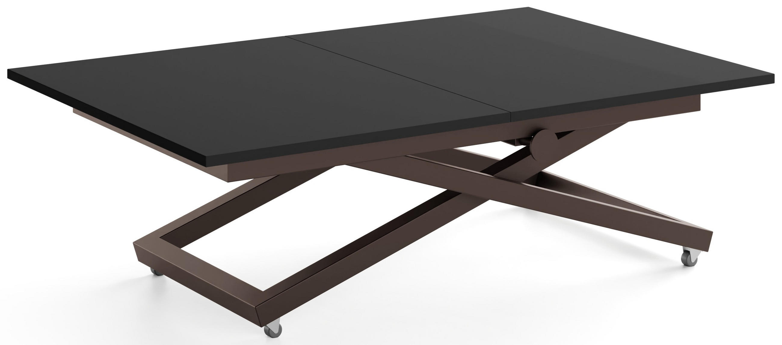 COUCHTISCH Axen höhenverstellbar ausziehbar, Schwarz 120-160/80/38-75 cm - Schwarz/Braun, Holzwerkstoff/Metall (80/160/75cm) - WFL GROUP