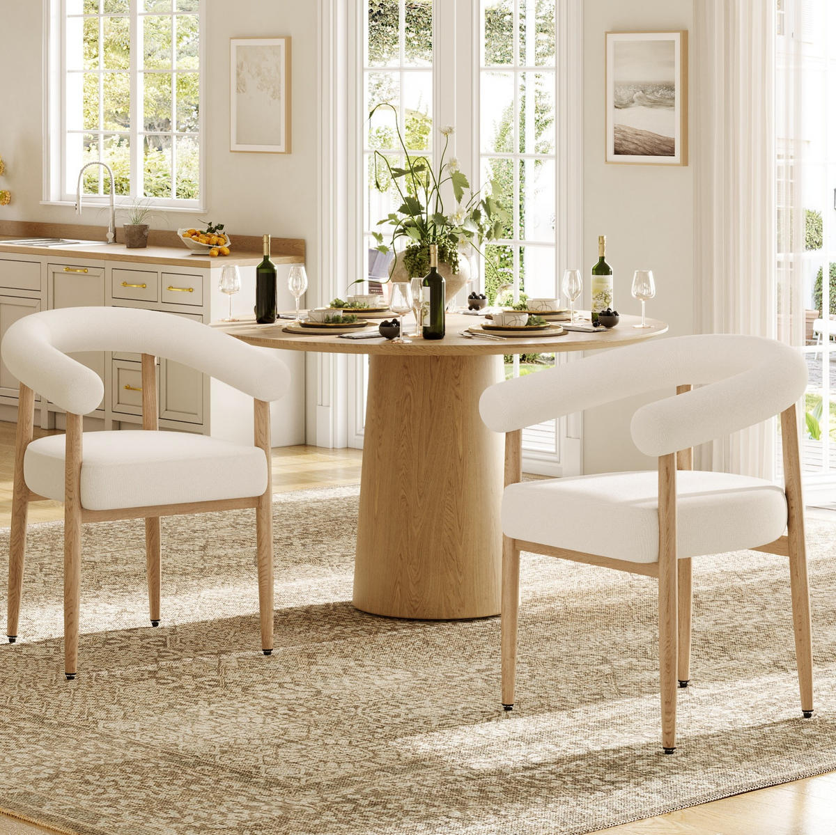 STUHL 4er-Set gepolstert Metallgestell White - Weiß, Holz (40.5/78/48.6cm) - Meubliv