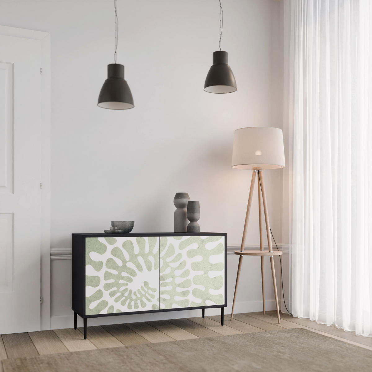 SIDEBOARD HELIX DANCE, Eicheneffekt, 111x42x77,5 cm, 2 Türen - Eichefarben/Buchefarben, Holzwerkstoff/Buchenholz (111/77.5/42cm) - SpaceRebels