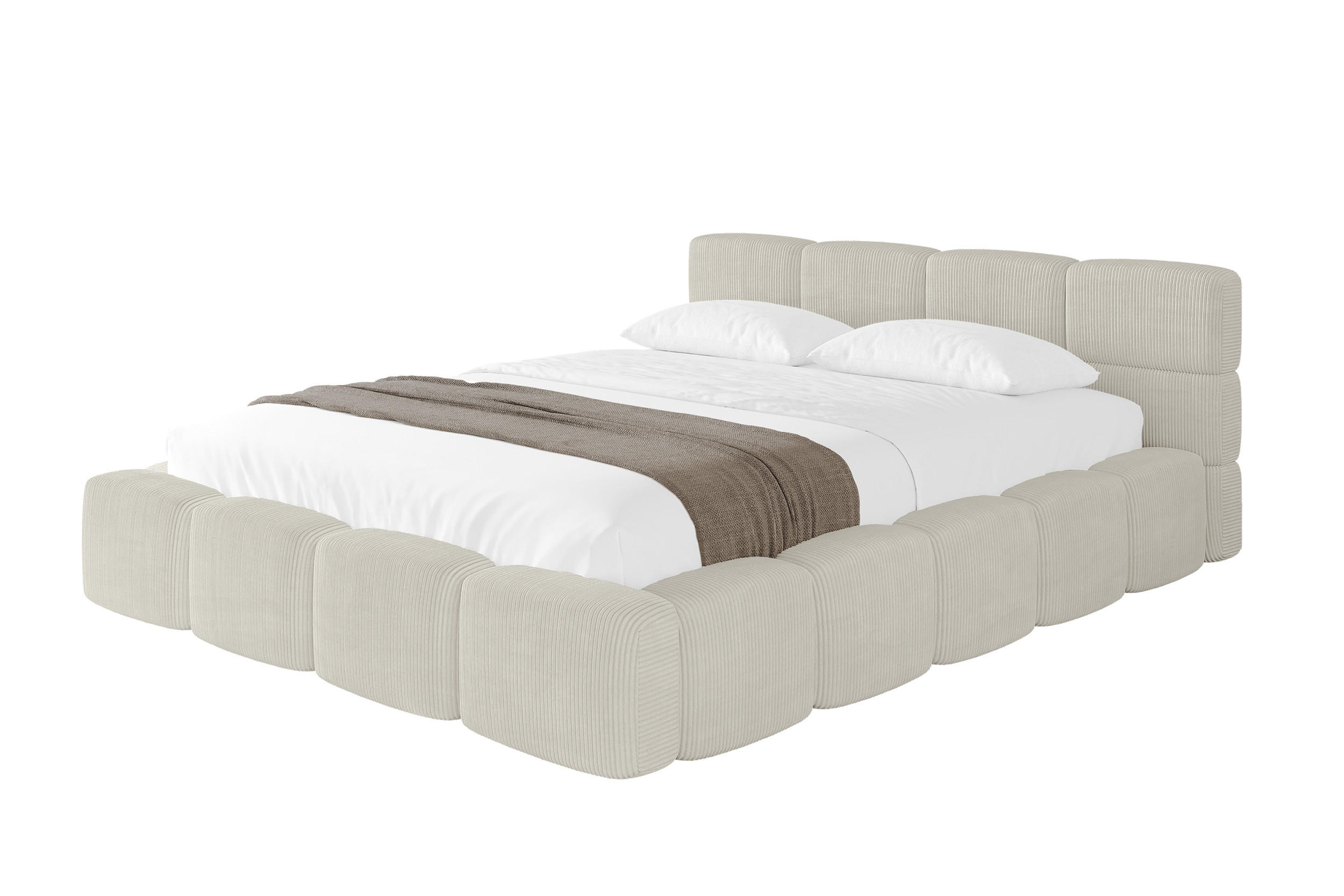 POLSTERBETT mit Bettkasten und Lattenrost, Bett mit Matratze H3/H4, Kopfteil, Boxbett, Doppelbett mit Stauraum - NATA-v1 160x200 Creme - Ecru, Holzwerkstoff/Textil (160/200cm) - ALTDECOR