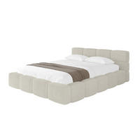 POLSTERBETT mit Bettkasten und Lattenrost, Bett mit Matratze H3/H4, Kopfteil, Boxbett, Doppelbett mit Stauraum - NATA-v1 200x200 Creme - Ecru, Holzwerkstoff/Textil (200/200cm) - ALTDECOR