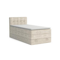 BOXSPRINGBETT JUNG 2 100/200 Cord Ecru mit Matratzen H3 + H4 - Ecru, Holz/Holzwerkstoff (100/200cm) - Deine Möbel 24