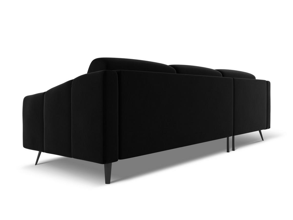 ECKSOFA Links Samt Stoff Schwarz - Schwarz, Textil/Metall (160/264cm) - Makamii