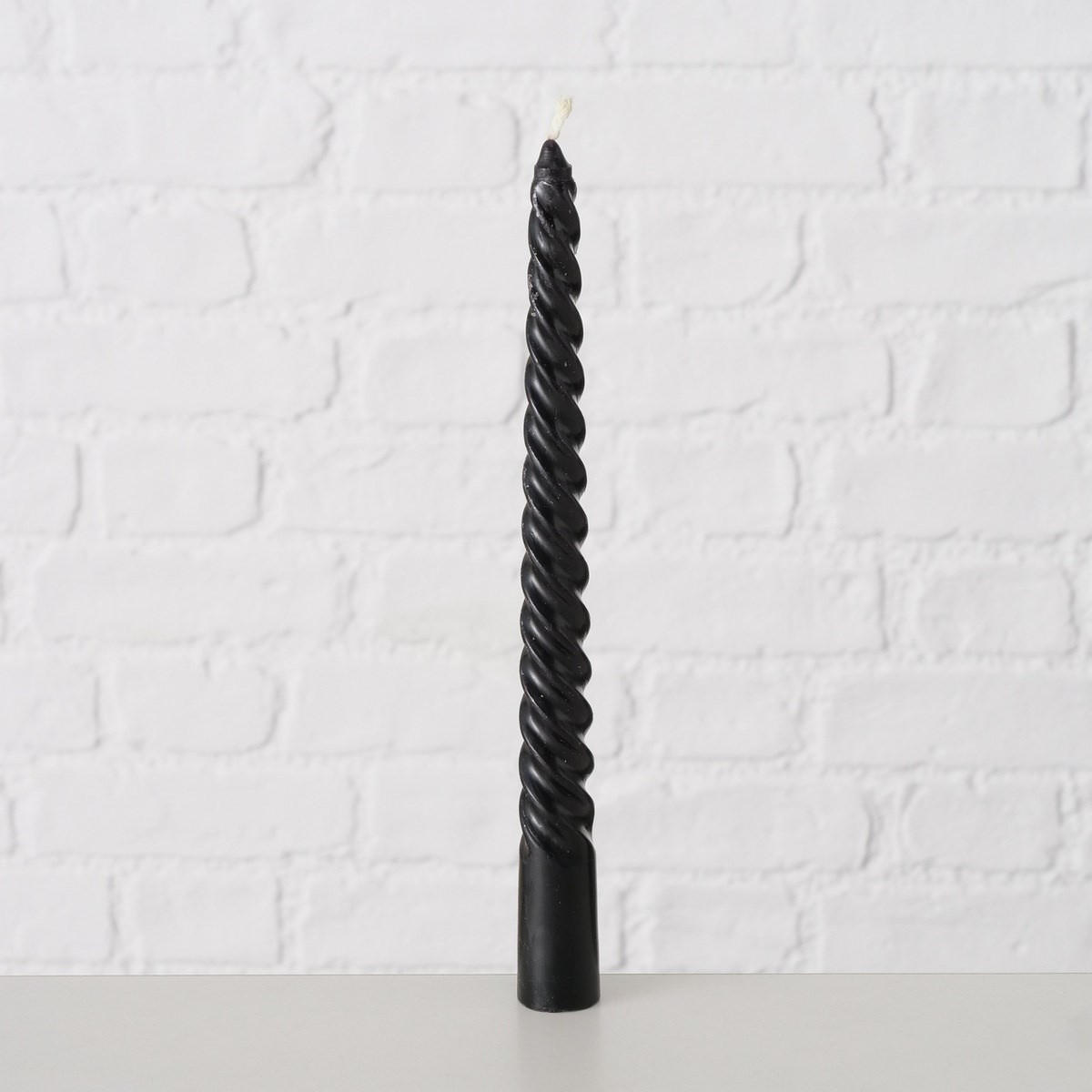 KEGELKERZE Twisto 2/2/20 cm - Schwarz, Paraffin (2/20/2cm) - Boltze Home