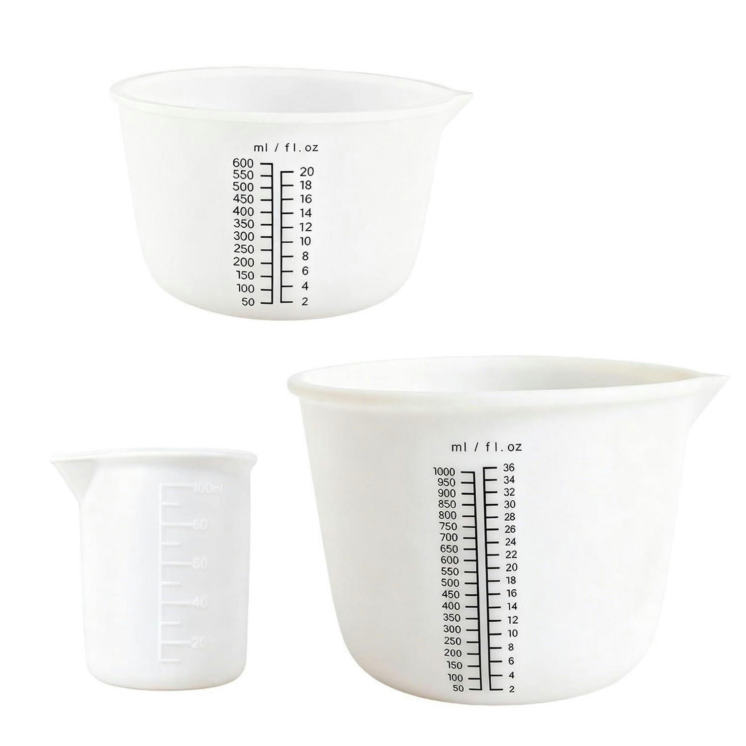 MESSBECHER-SET 3-teilig Silikon mit Rührstäbchen und Spatel - Blau, Kunststoff (1L)