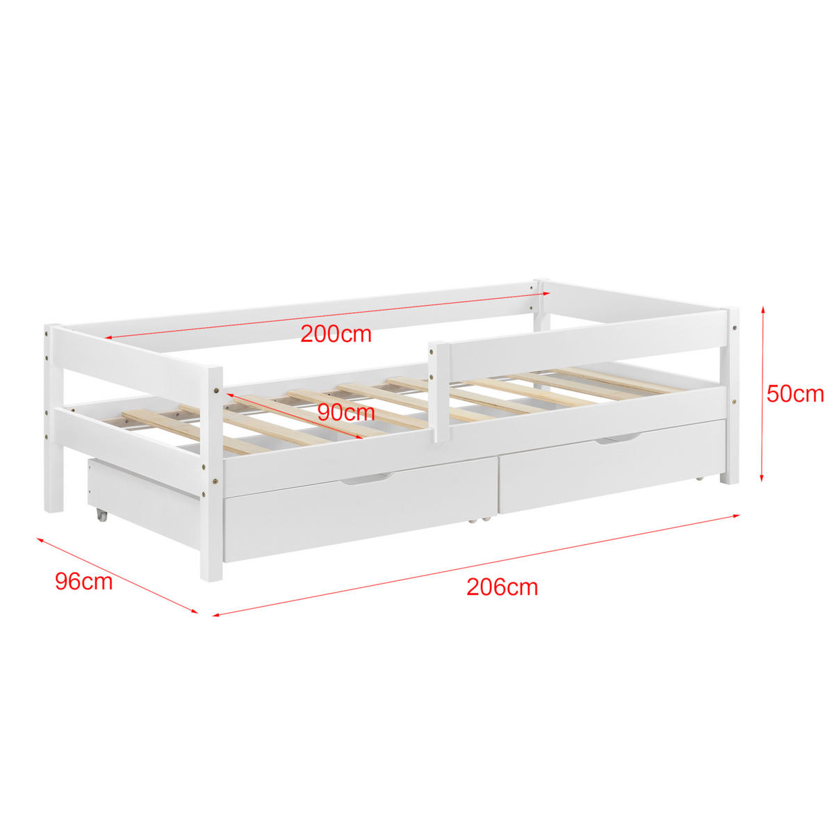 KINDERBETT Borgarnes - Weiß, Holz (90/200cm) - [en.casa]