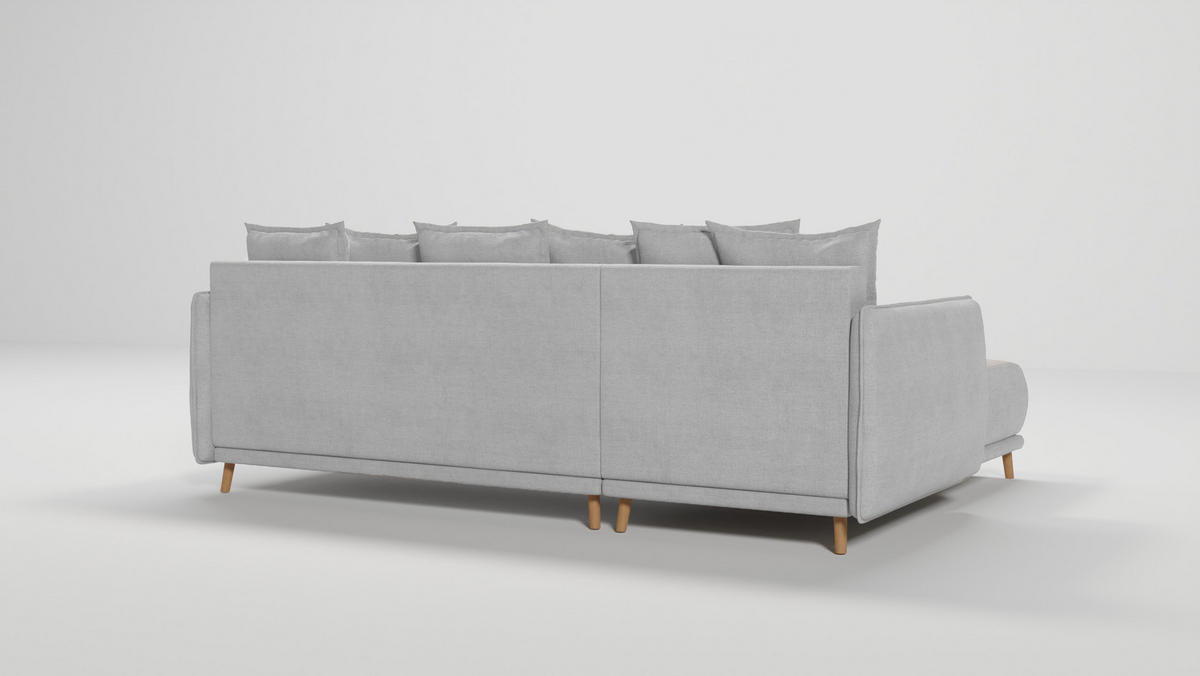 ECKSOFA Chroma Silber Luxusmicrofaser - Silberfarben/Braun, Holz/Textil (238/170cm) - S-Style Möbel